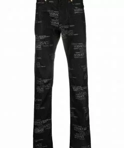 Versace logo-print straight-leg jeans