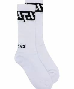 Versace logo-printed ribbed socks