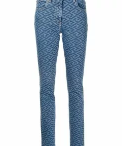 Versace Greca-print skinny jeans