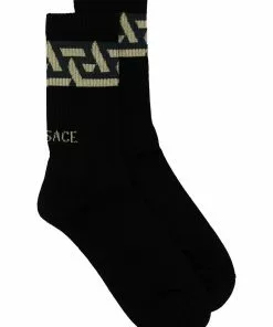 Versace logo-print ribbed socks