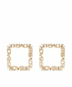 Versace logo square stud earrings