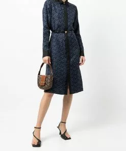 Versace Greca-print belted shirtdress