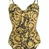 Versace Barocco-print sweetheart-neck swimsuit