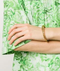 Versace Greca-detail logo-engraved bangle bracelet