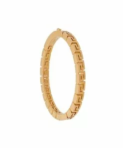 Versace Greca-detail logo-engraved bangle bracelet
