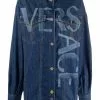 Versace Greca print denim shirt 1 Versace Greca-print denim shirt