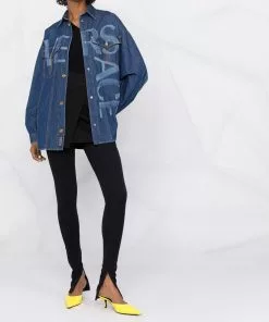 Versace Greca-print denim shirt