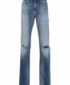 Versace distressed-effect straight-leg jeans