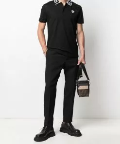 Versace Greca-trim Medusa-plaque polo shirt