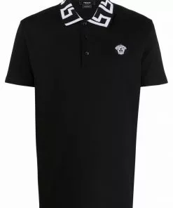 Versace Greca-trim Medusa-plaque polo shirt