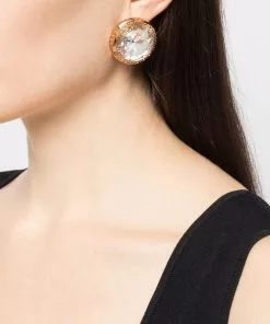 Versace crystal stud Greca trim earrings