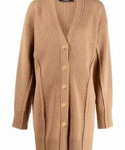 Versace open-knit trim Medusa-button cardigan