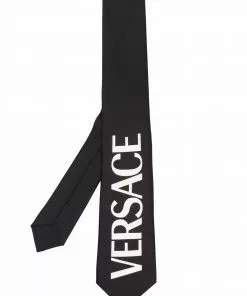 Versace logo-print silk tie