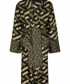 Versace logo-print monogram silk robe