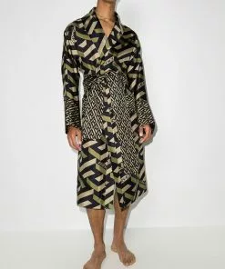Versace logo-print monogram silk robe