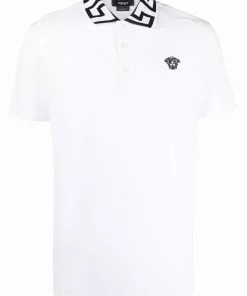 Versace Greca-trim Medusa-plaque polo shirt