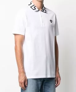 Versace Greca-trim Medusa-plaque polo shirt