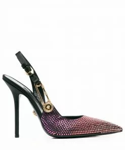 Versace Safety Pin crystal-embellished pumps