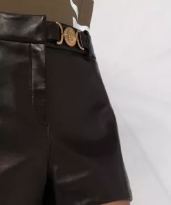 Versace Medusa-plaque leather shorts