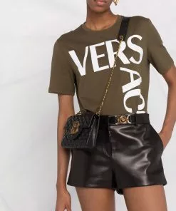 Versace Medusa-plaque leather shorts