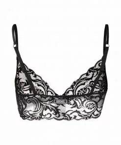 Versace Barocco-lace semi-sheer bra