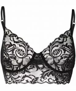 Versace Barocco-lace semi-sheer bra