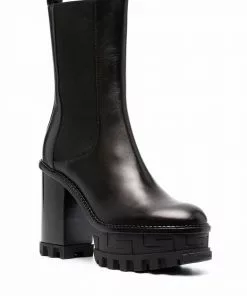 Versace platform-sole block-heel boots