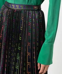 Versace Greca-pattern pleated skirt