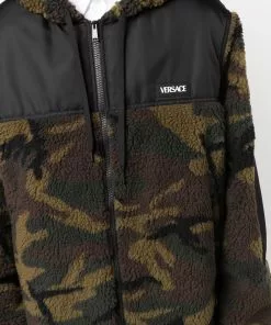 Versace camouflage fleece hooded jacket