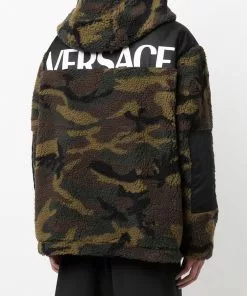 Versace camouflage fleece hooded jacket