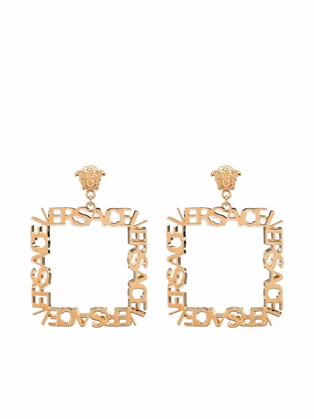 Versace Logo sculpted square hoop earrings 3 Versace logo-sculpted square hoop earrings