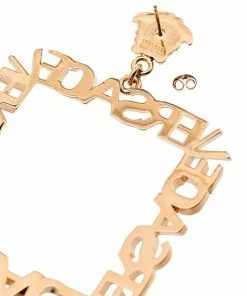 Versace Logo sculpted square hoop earrings 8 Versace logo-sculpted square hoop earrings