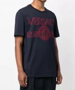 Versace Embroidered logo short sleeve T shirt 9 Versace embroidered-logo short-sleeve T-shirt