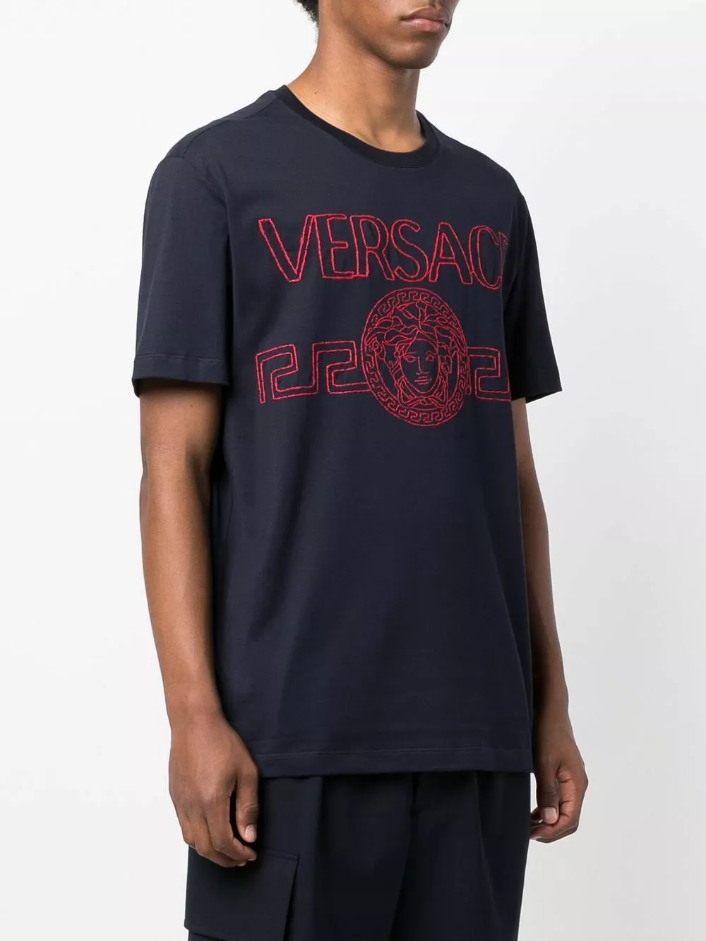 Versace Embroidered logo short sleeve T shirt 5 Versace embroidered-logo short-sleeve T-shirt