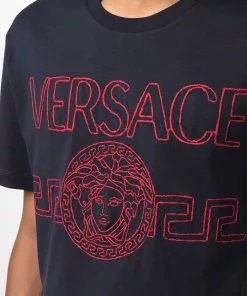 Versace Embroidered logo short sleeve T shirt 11 Versace embroidered-logo short-sleeve T-shirt