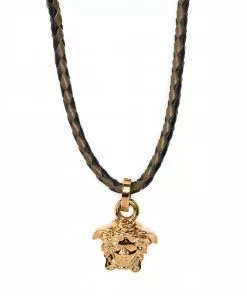 Versace Medusa head pendant braided necklace