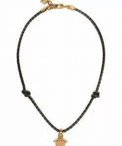 Versace Medusa head pendant braided necklace