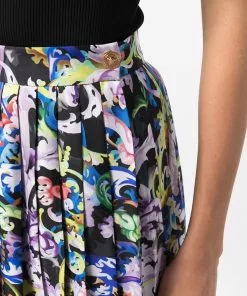 Versace baroque-pattern print pleated skirt