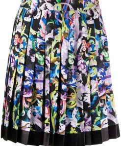 Versace baroque-pattern print pleated skirt