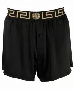Versace Greca border silk pajama shorts