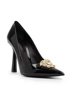 Versace Medusa-plaque leather pumps