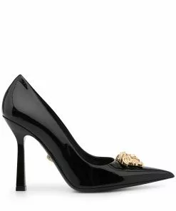 Versace Medusa-plaque leather pumps