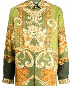 Versace Barocco-print informal silk shirt