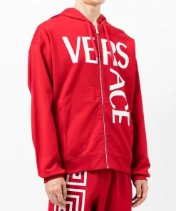 Versace logo-print zip-up hoodie