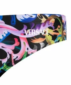 Versace logo baroque print swim trunks
