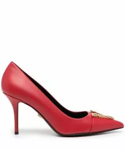 Versace logo-plaque pointed-toe pumps