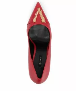 Versace logo-plaque pointed-toe pumps