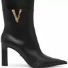 Versace logo-plaque pointed-toe boots
