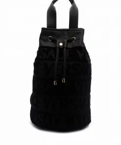 Versace jacquard-logo bucket bag