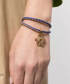 Versace Medusa head charm braided bracelet